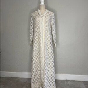 Vintage 50s/60s Ivory Lace Button-Up Dress